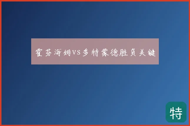 霍芬海姆vs多特蒙德胜负关键
